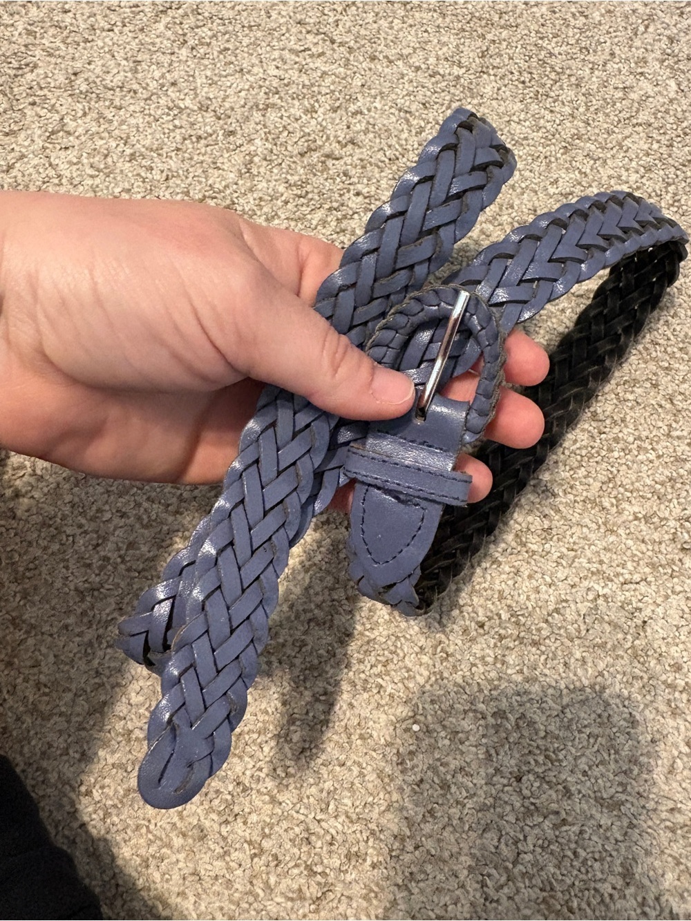 Genuine leather slate blue braided woven belt size XL western